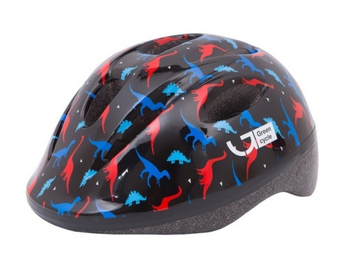 Шлем детский Green Cycle Dino черный с синим и красным
